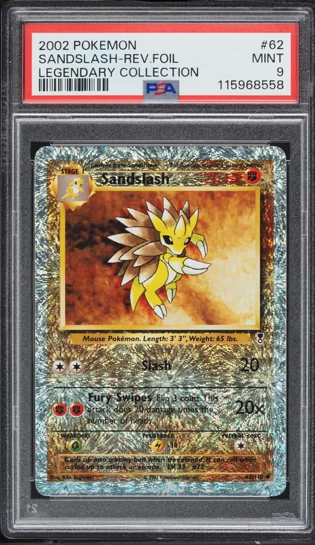 2002 Pokemon Legendary Collection Reverse Holo Sandslash #62 PSA 9 MINT