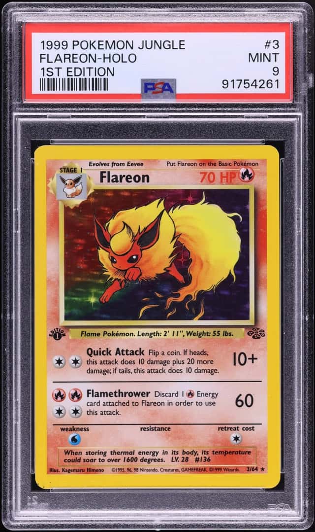 1999 Pokemon Jungle 1st Edition Holo Flareon #3 PSA 9 MINT