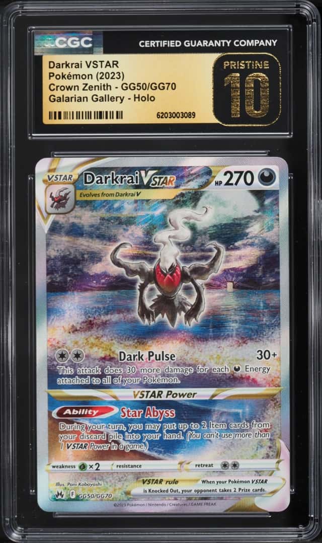 2023 Pokemon Sword & Shield Crown Zenith Alt Art Darkrai VSTAR #GG50 CGC 10 PRISTINE