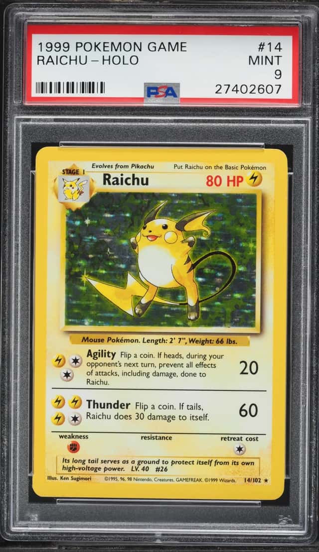 1999 Pokemon Base Set Holo Raichu #14 PSA 9 MINT