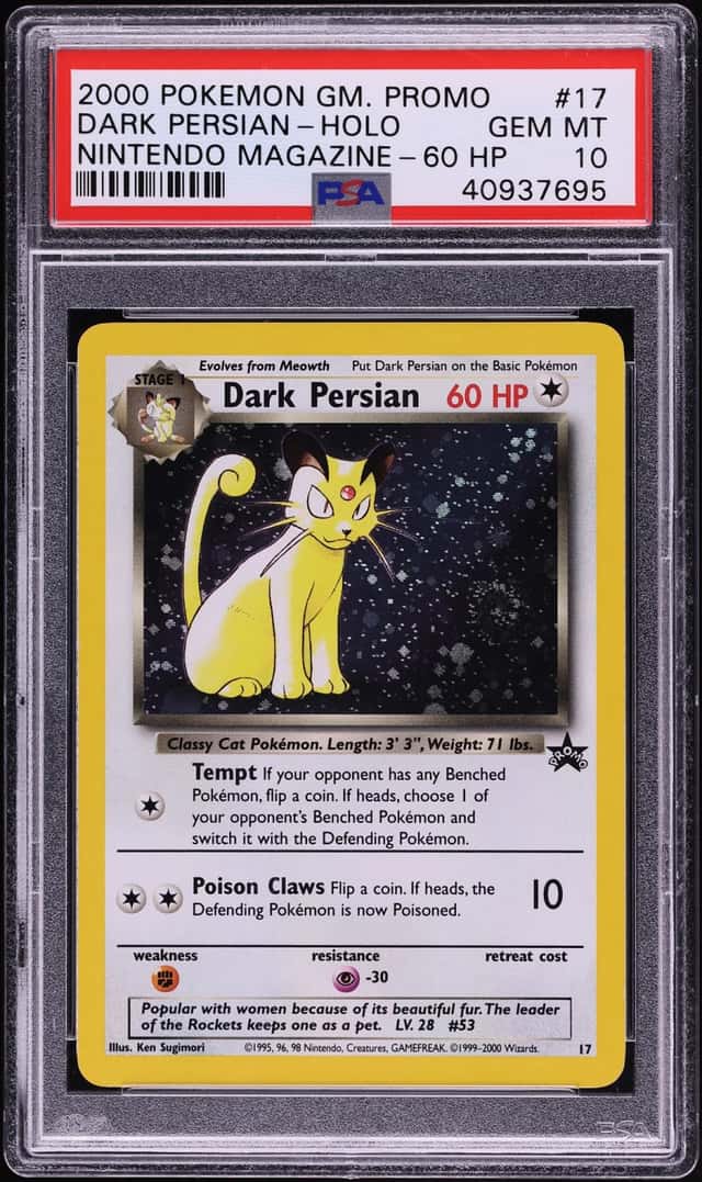 2000 Pokemon Promo Nintendo Magazine 60 HP Holo Dark Persian #17 PSA 10 GEM MINT