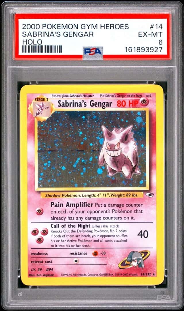2000 POKEMON GYM HEROES HOLO #14 SABRINA'S GENGAR PSA 6