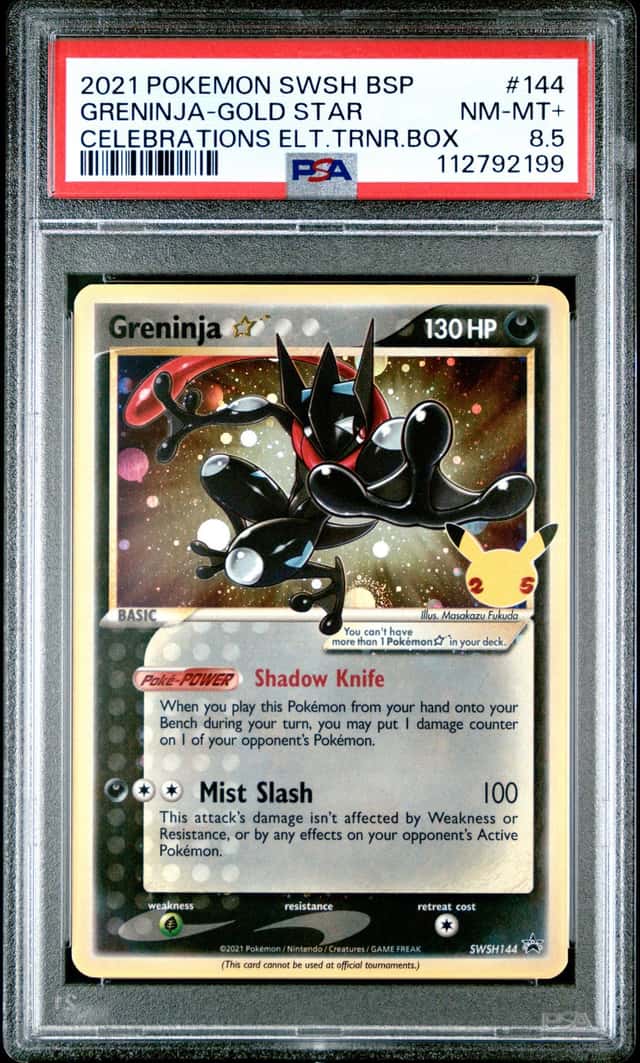 Pokemon 2021 Greninja Gold Star SWSH144 Sword & Shield Black Star Promos PSA 8.5