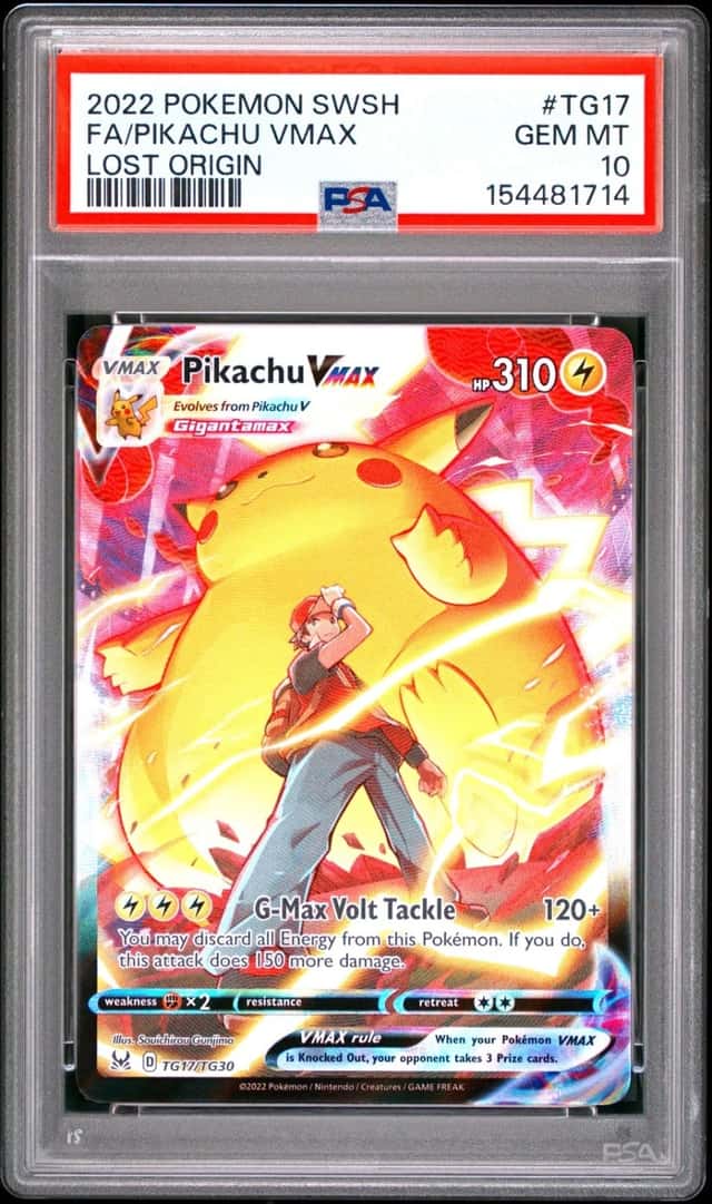 2022 POKEMON SWORD & SHIELD LOST ORIGIN #TG17 FULL ART/PIKACHU VMAX PSA 10