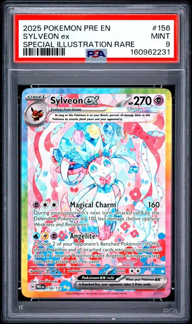 2025 POKEMON PRISMATIC EVOLUTIONS SPECIAL ILLUSTRATION RARE SYLVEON EX PSA 9