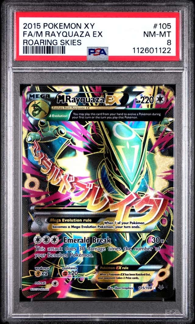 Pokemon M Rayquaza EX XY Roaring Skies Full Art 105/108 PSA 8