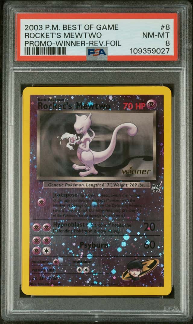 2002 POKEMON BEST OF GAME #8 ROCKET'S MEWTWO WINNERS PSA 8