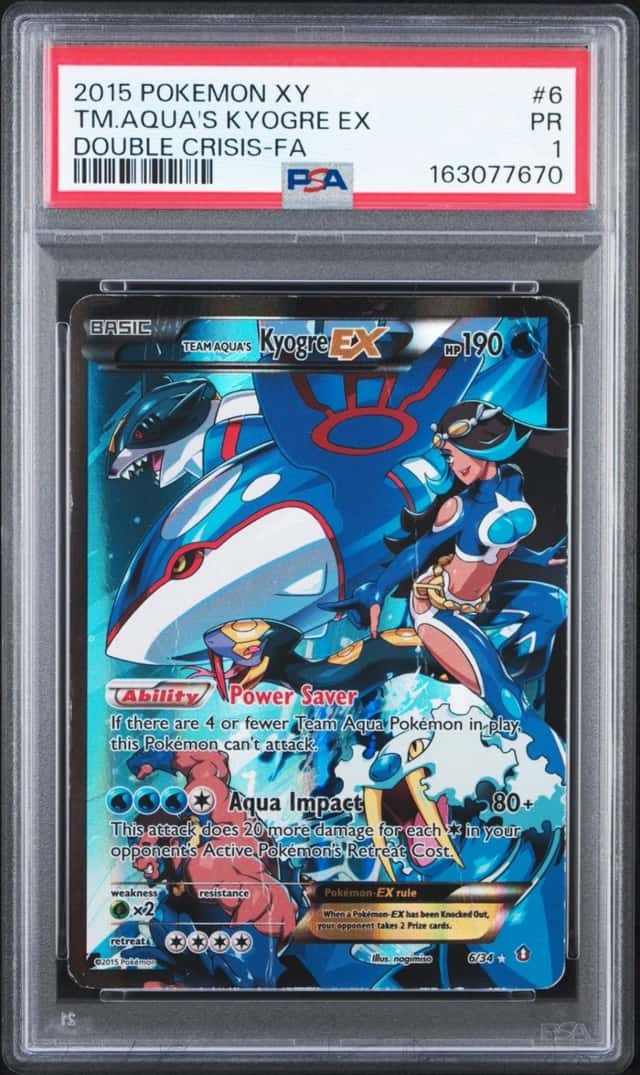2015 POKEMON XY DOUBLE CRISIS #6 FULL ART/TEAM AQUA'S KYOGRE EX PSA 1