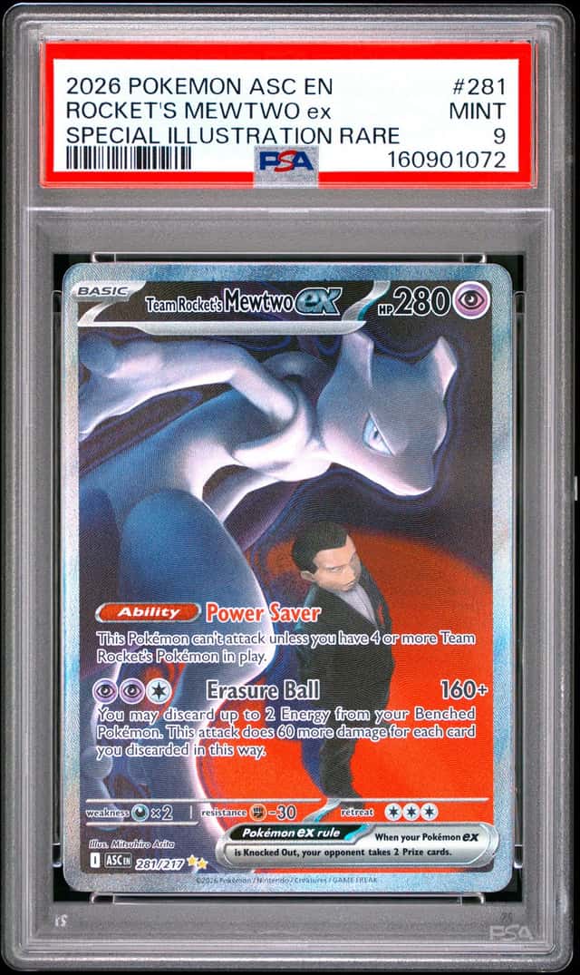 2026 POKEMON ASC SPECIAL ILLUSTRATION RARE #281 TEAM ROCKET'S MEWTWO EX PSA 9