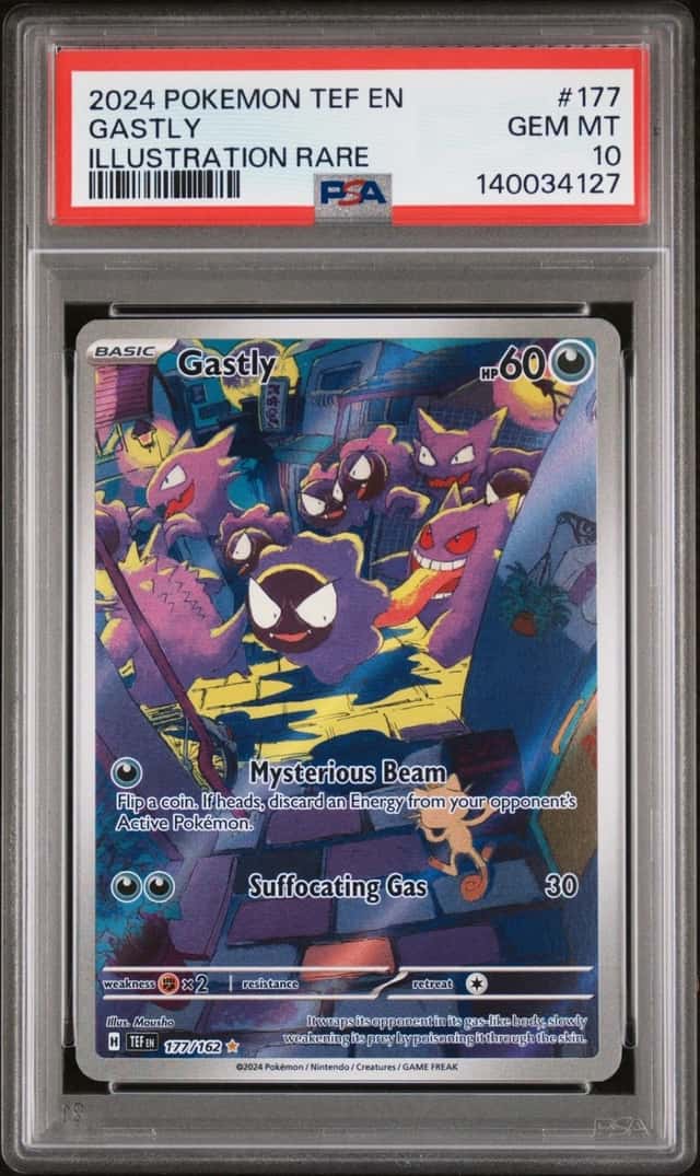 2024 POKEMON TEF EN-TEMPORAL FORCES ILLUSTRATION RARE #177 GASTLY PSA 10