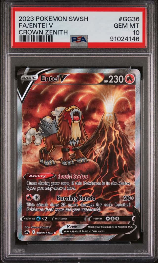 2023 Pokemon SWSH Crown Zenith Entei V Galarian Gallery #GG36/GG70 PSA 10 (46)