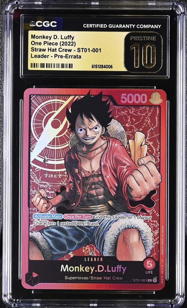 MONKEY D. LUFFY ST01 001 PRE ERRATA CGC Pristine 10 !!!! One piece English