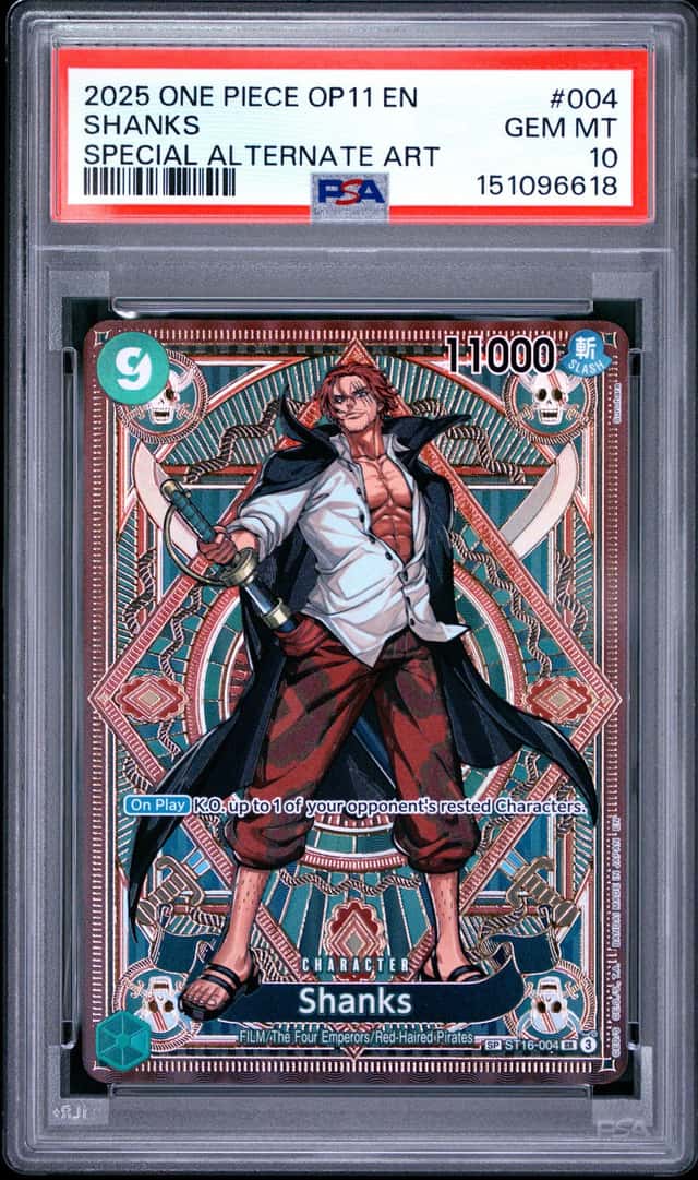 2025 One Piece Shanks Special Card Alt Art #ST16-004 PSA 10 GEM MINT