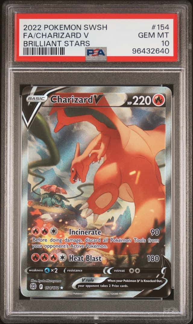 2022 Pokemon BRILLIANT STARS CHARIZARD V #154/172 FULL ART ALT ART PSA 10