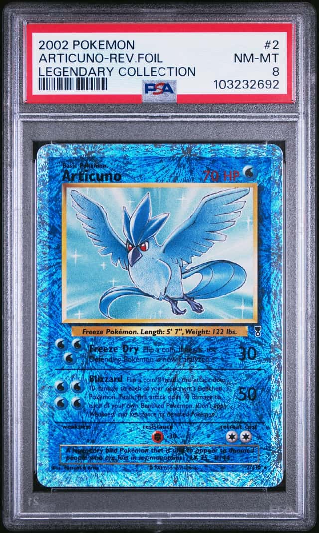 2002 Pokemon Legendary Collection #2 Articuno Reverse Foil PSA 8 NM-MT