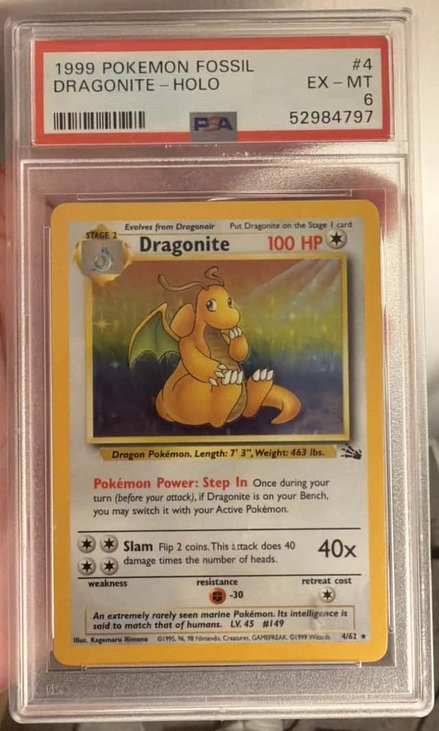 DRAGONITE HOLO 4/62 FOSSIL POKEMON PSA 6