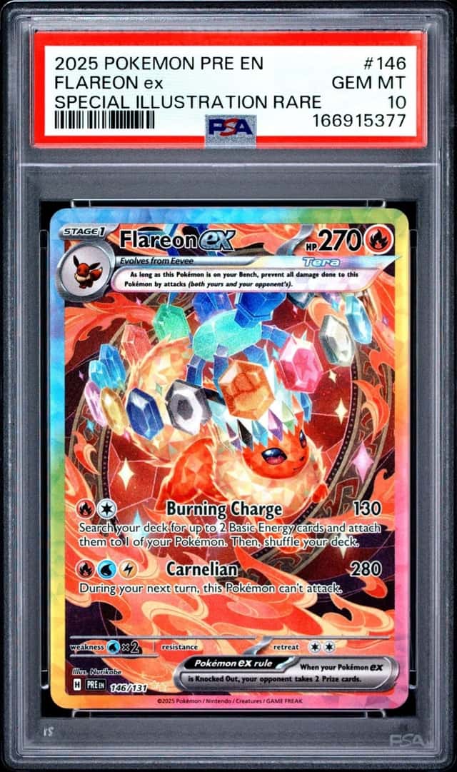2025 POKEMON PRISMATIC EVOLUTIONS SPECIAL ILLUSTRATION RARE FLAREON EX PSA 10