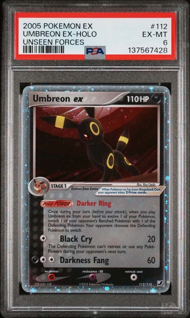 2005 POKEMON EX UNSEEN FORCES #112 UMBREON EX-HOLO PSA 6