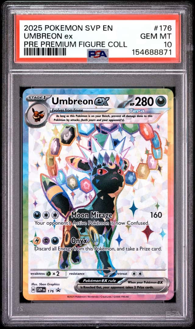 2025 POKEMON PRISMATIC EVOLUTIONS PREMIUM FIGURE COLLECTION UMBREON EX PSA 10