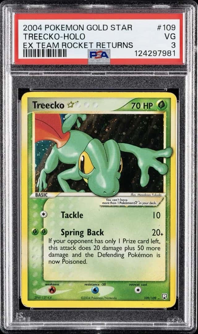2004 POKEMON EX TEAM ROCKET RETURNS GOLD STAR #109 TREECKO-HOLO PSA 3