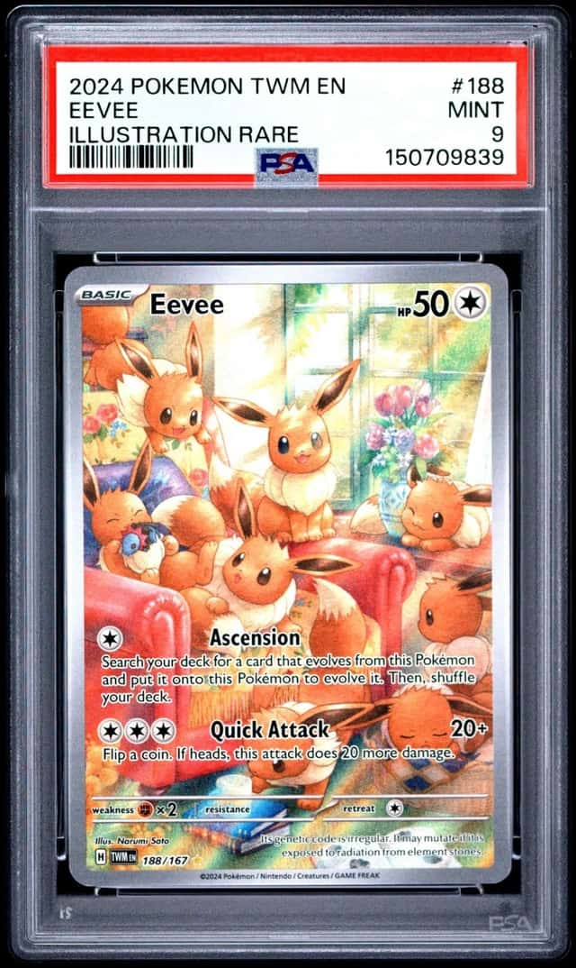2024 POKEMON TWM EN-TWILIGHT MASQUERADE ILLUSTRATION RARE #188 EEVEE PSA 9