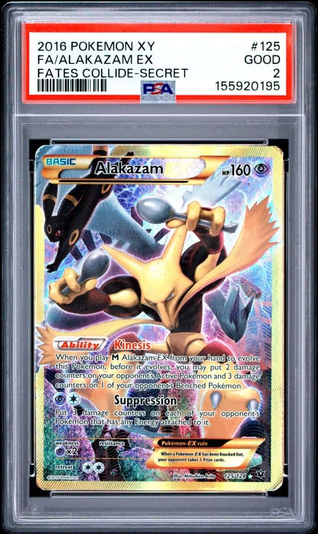 Pokemon Alakazam EX Fates Collide 125/124 Secret Rare PSA 2
