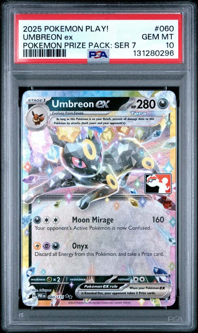 2025 Pokemon Play! Prize Pack Series 7 PSA 10 Umbreon EX #060 Holo Stamp