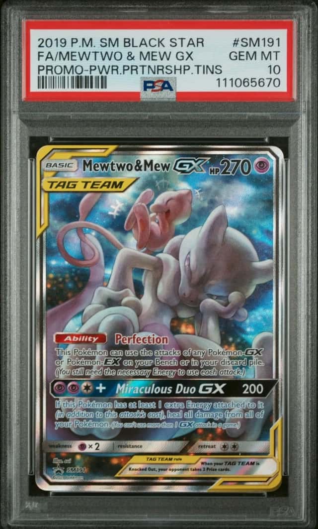 Pokemon Mewtwo & Mew Gx Sm Black Star Promo SM191 Power Partnership Tins PSA 10