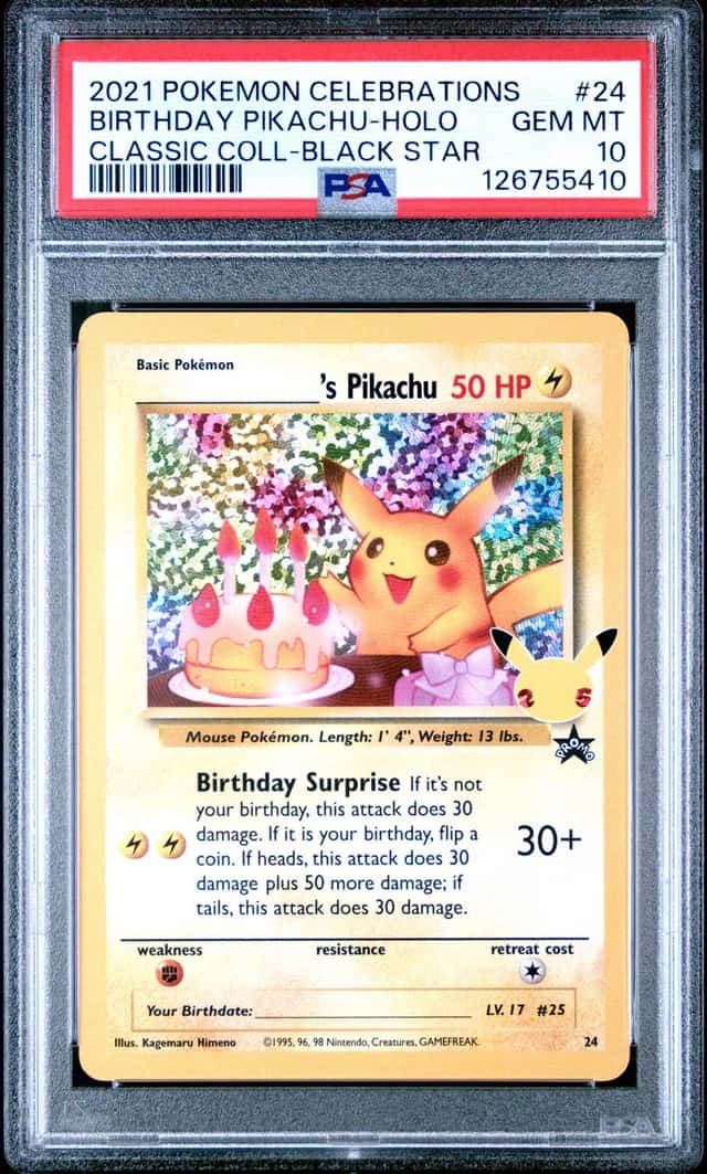 Pokemon Birthday Pikachu Holo Celebrations Classic Coll. 24 PSA 10 Gem Mint