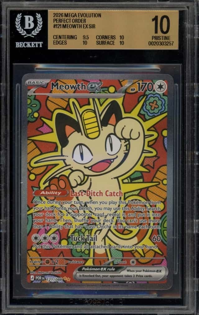 Pokemon Meowth ex Sir Tcg Perfect Order 121 BGS 10 Pristine