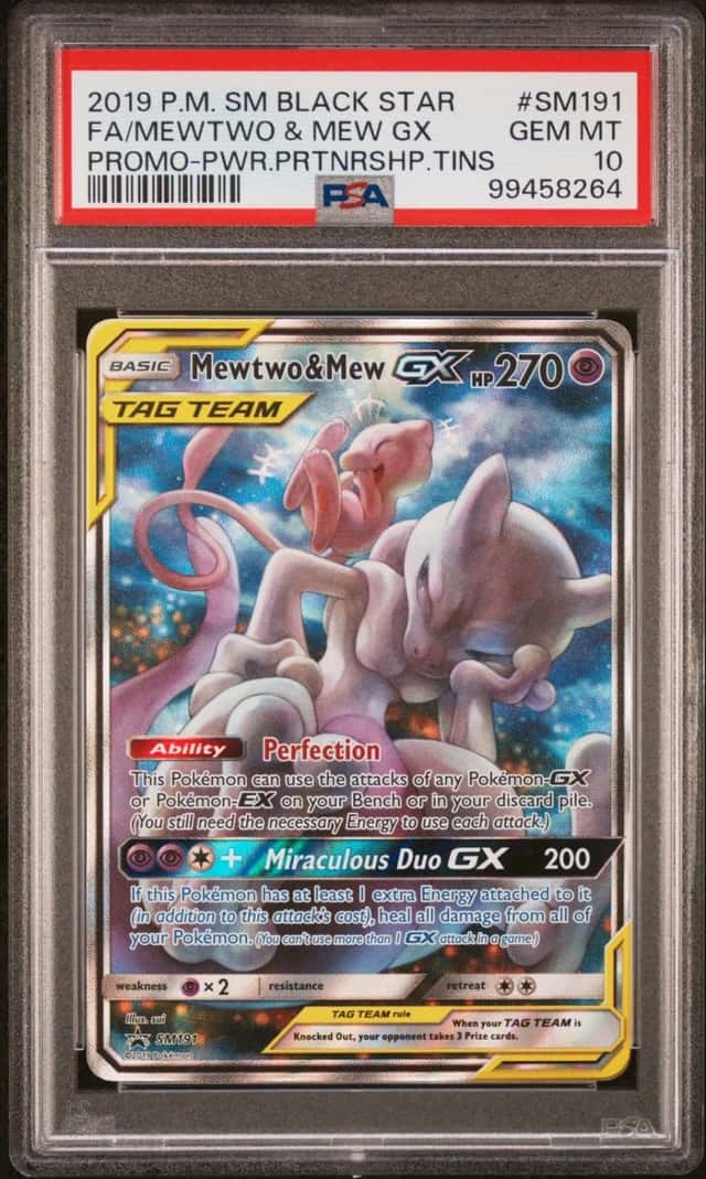 Pokemon Mewtwo & Mew Gx Sm Black Star Promo SM191 Power Partnership Tins PSA 10