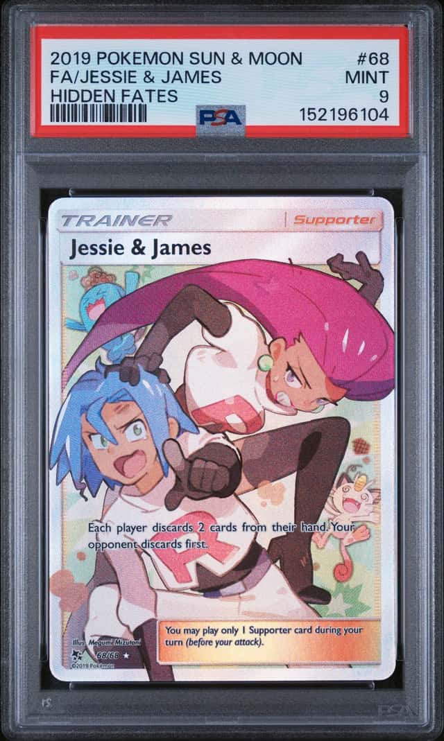2019 POKEMON SM HIDDEN FATES #68/68 JESSIE & JAMES FULL ART ULTRA RARE PSA 9