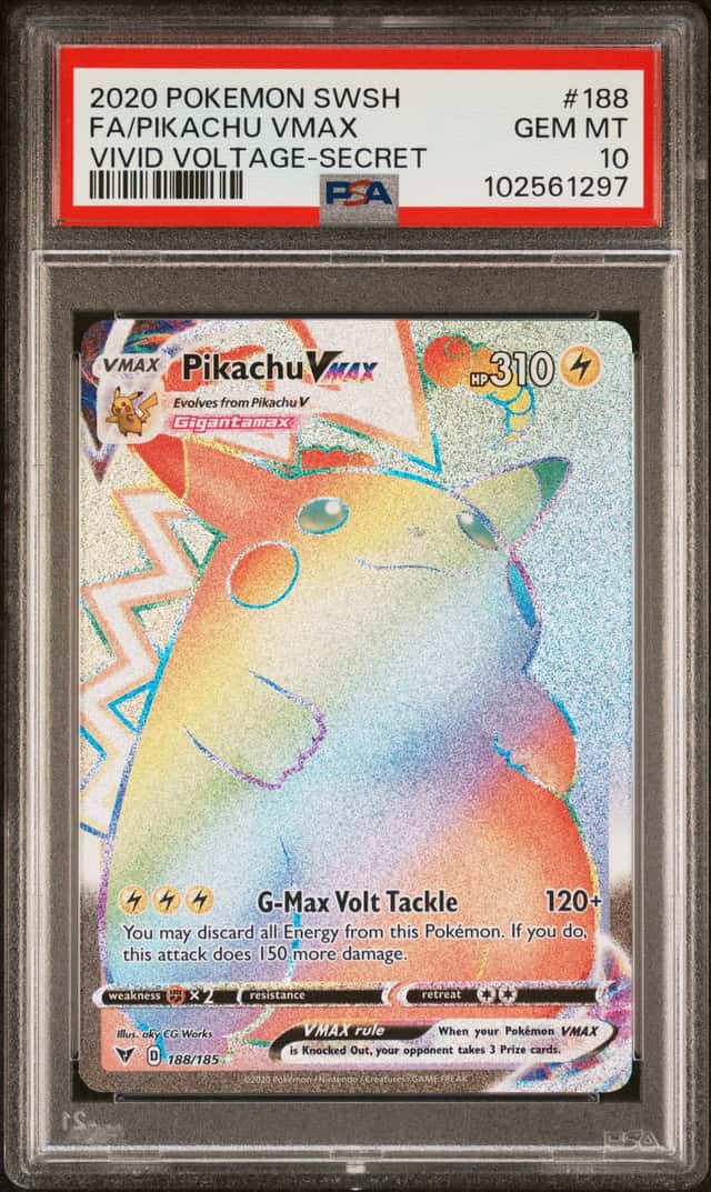 PSA 10 GEM MINT Pokemon Pikachu VMAX Vivid Voltage Secret Rare 188/185