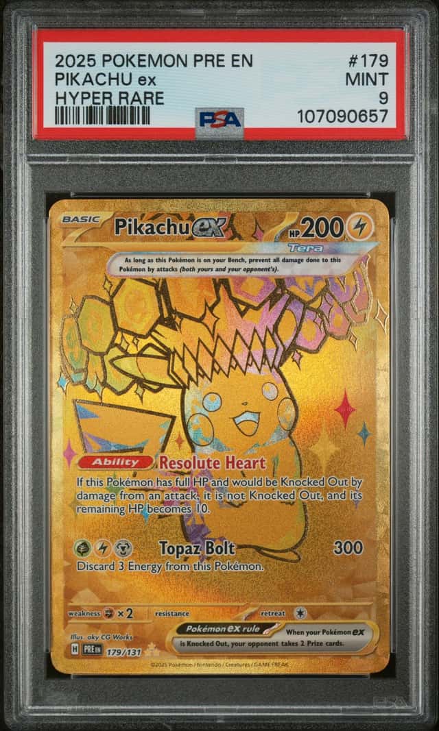 2025 POKEMON PRISMATIC EVOLUTIONS HYPER RARE PIKACHU EX 179/131 PSA 9