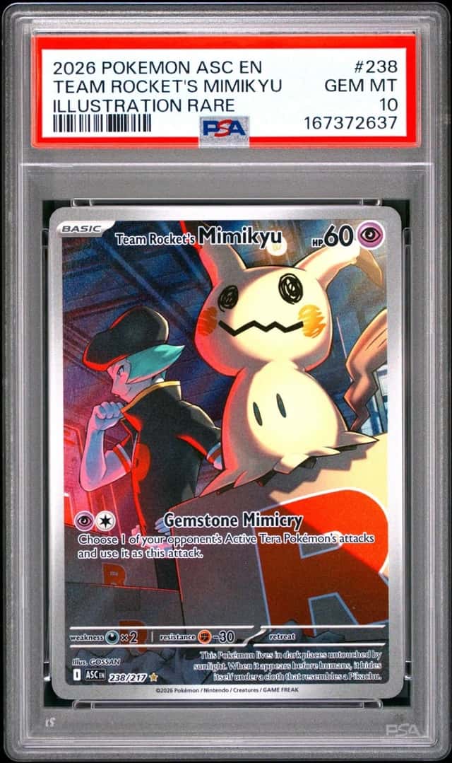 2026 POKEMON ASCENDED HEROES ILLUSTRATION RARE #238 TEAM ROCKET'S MIMIKYU PSA 10