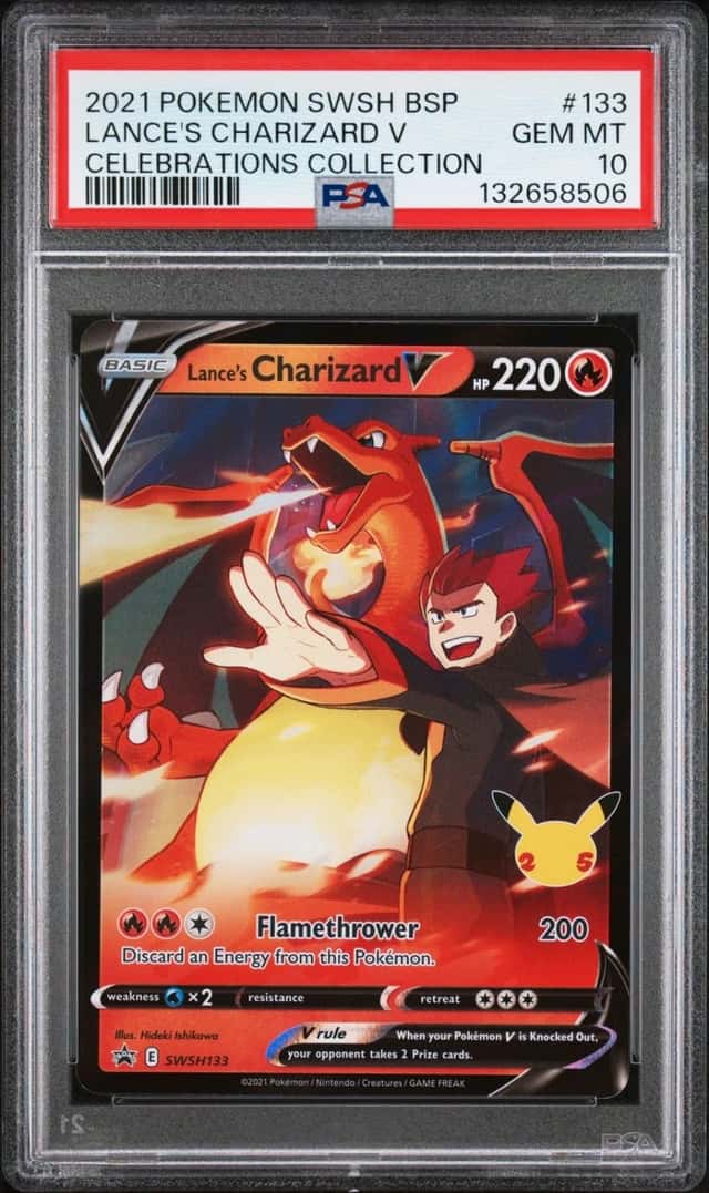 2021 POKEMON SWSH BLACK STAR PROMO #133 LANCE'S CHARIZARD V PSA 10