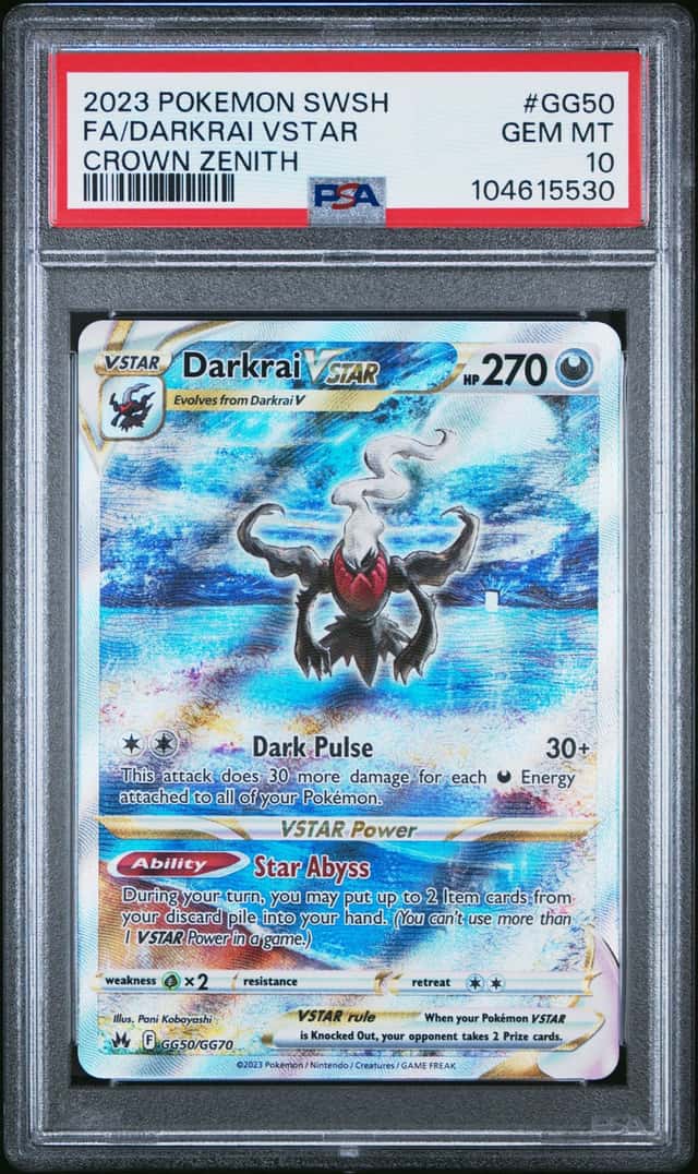 2023 POKEMON SWORD & SHIELD CROWN ZENITH #GG50 FULL ART/DARKRAI VSTAR PSA 10