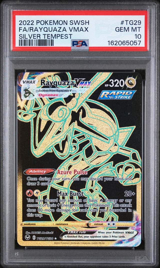 2022 POKEMON SWORD & SHIELD SILVER TEMPEST #TG29 FA/RAYQUAZA VMAX PSA 10