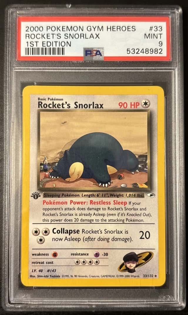 2000 POKEMON GYM HEROES 1ST EDITION #33 ROCKET'S SNORLAX 1st Ed PSA 9 MINT