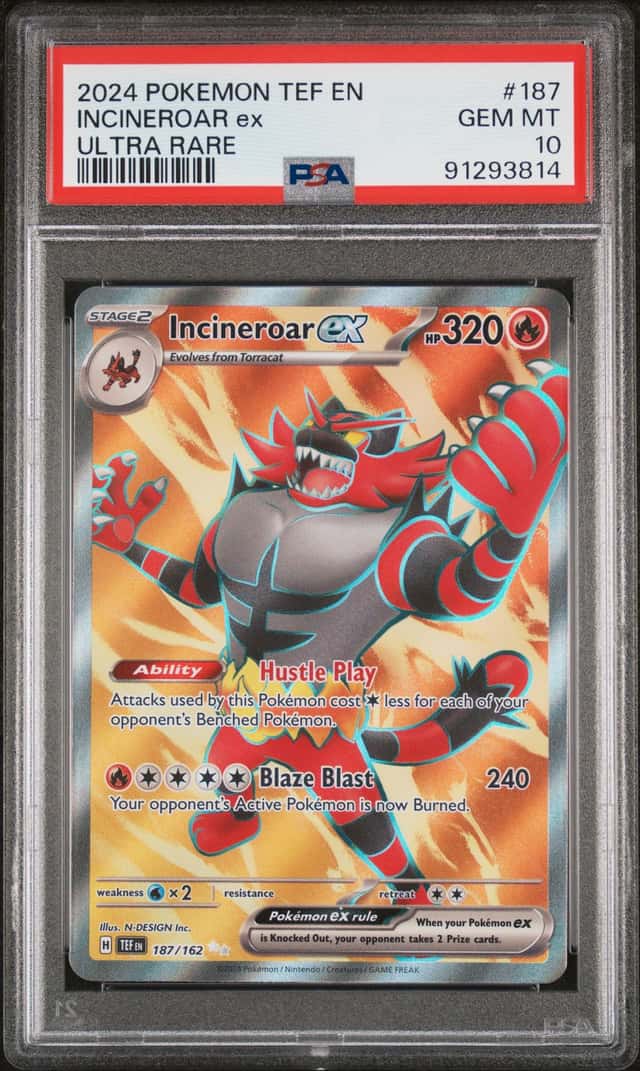 2024 POKEMON TEF EN ULTRA RARE #187 INCINEROAR EX PSA GEM 10