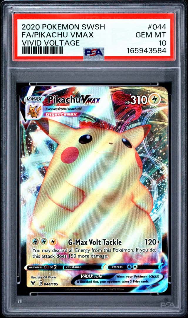 2020 POKEMON SWORD & SHIELD VIVID VOLTAGE #044 FULL ART/PIKACHU VMAX PSA 10