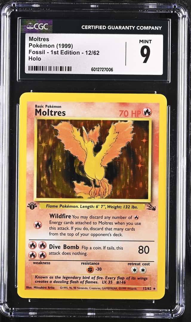 1999 Pokemon Fossil 1st Edition Holo Moltres #12 CGC 9 MINT