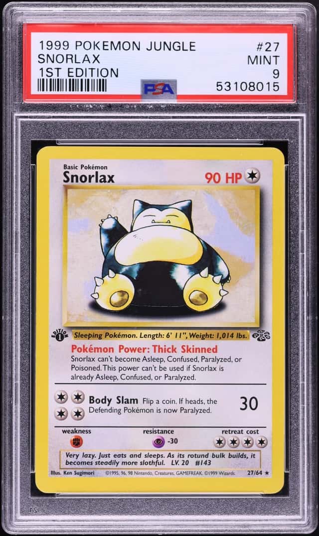 1999 Pokemon Jungle 1st Edition Snorlax #27 PSA 9 MINT