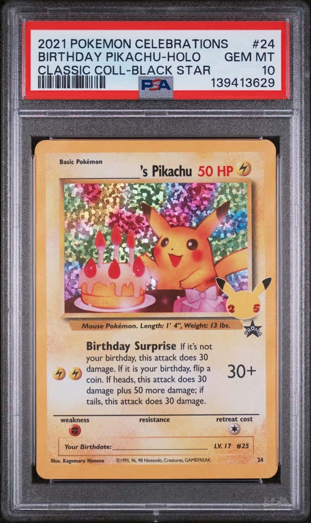2021 Pokemon Celebrations Black Star Promo Classic Collection Holo Birthday Pikachu #24