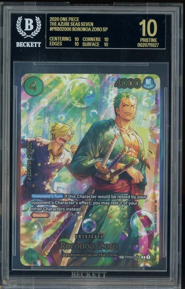 2026 One Piece The Azure Sea's Seven PRB02006 Roronoa Zoro SP BGS 10 BLACK LABEL