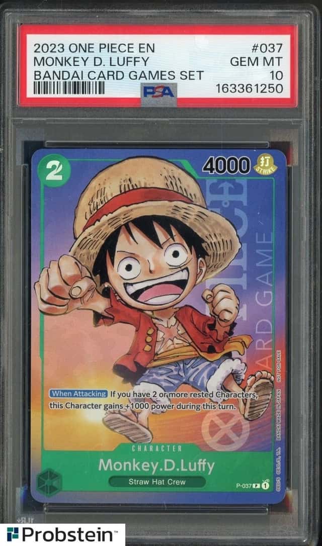 2023 One Piece En Bandai Card Games Set #037 Monkey D. Luffy PSA 10 GEM MINT
