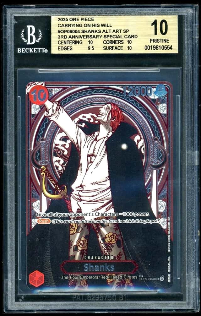 2025 One Piece Carrying on His Will Shanks Alt Art SP 3rd Ann Special BGS 10 