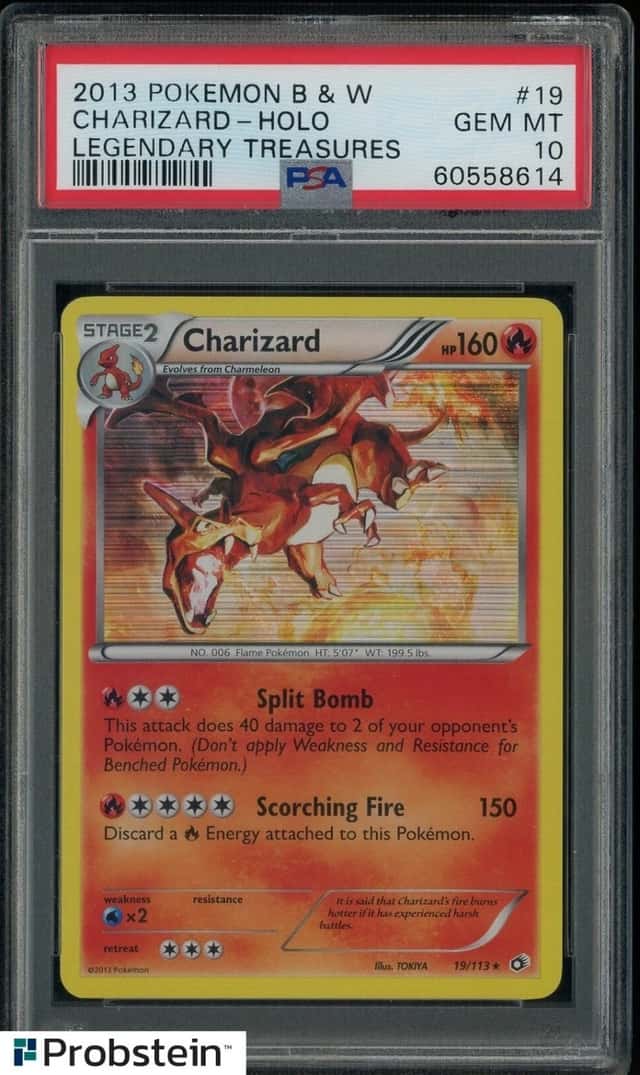 2013 POKEMON BLACK & WHITE LEGENDARY TREASURES #19 CHARIZARD-HOLO PSA 10