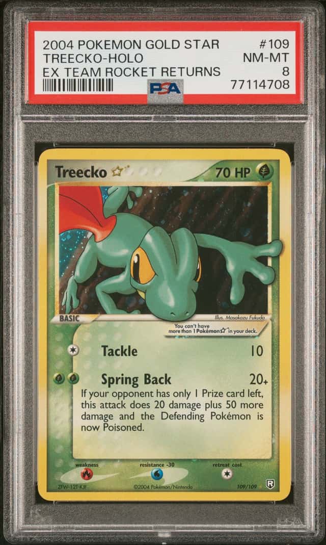 2004 POKEMON EX TEAM ROCKET RETURNS #109 TREECKO-HOLO PSA 8 NM-MT