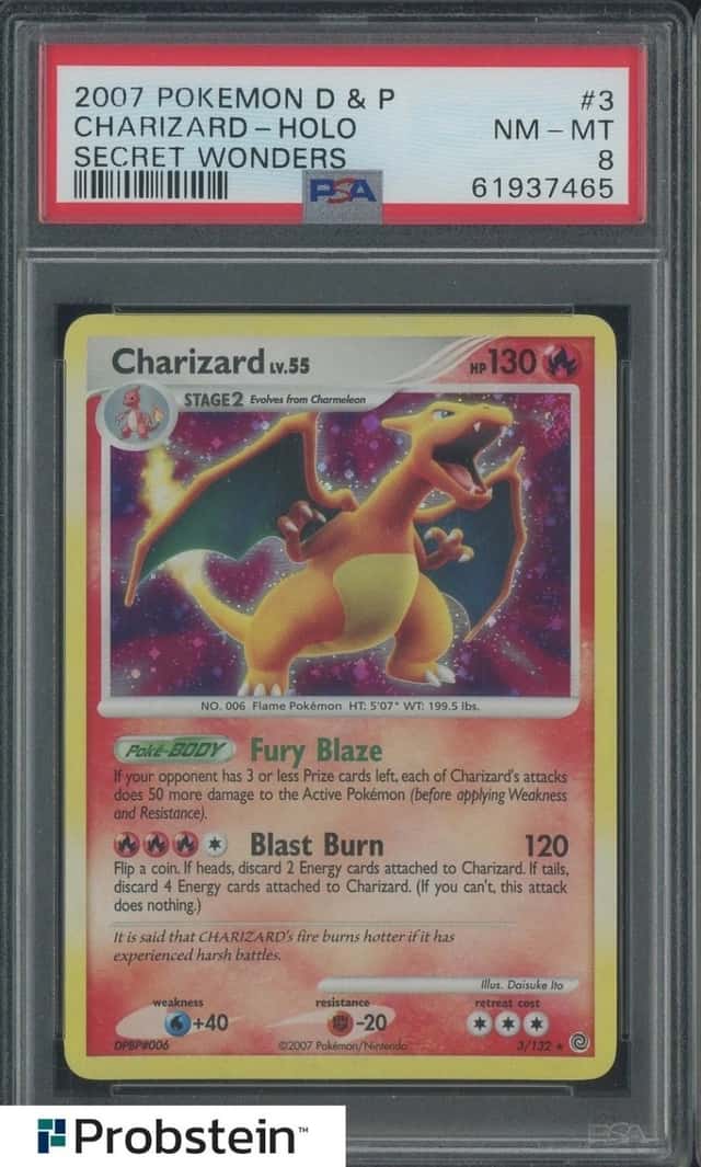 2007 Pokemon D & P Secret Wonders #3 Charizard Holo PSA 8 NM-MT